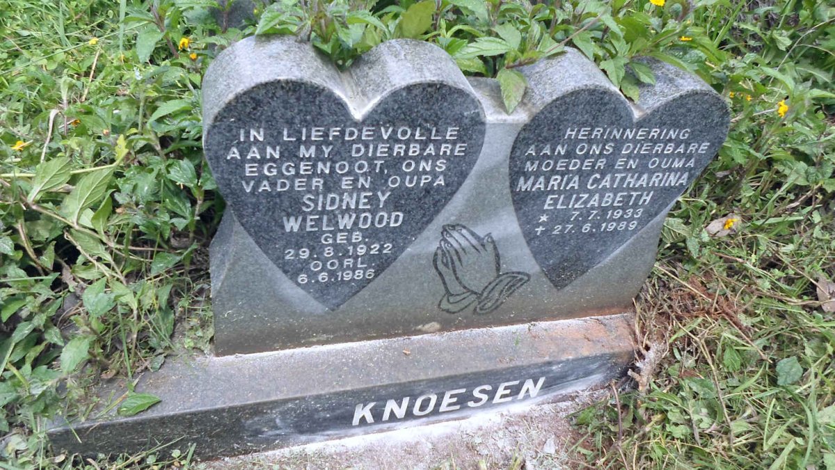 KNOESEN Sidney Welwood 1922-1986 &amp; Maria Catharina Elizabeth 1933-1989