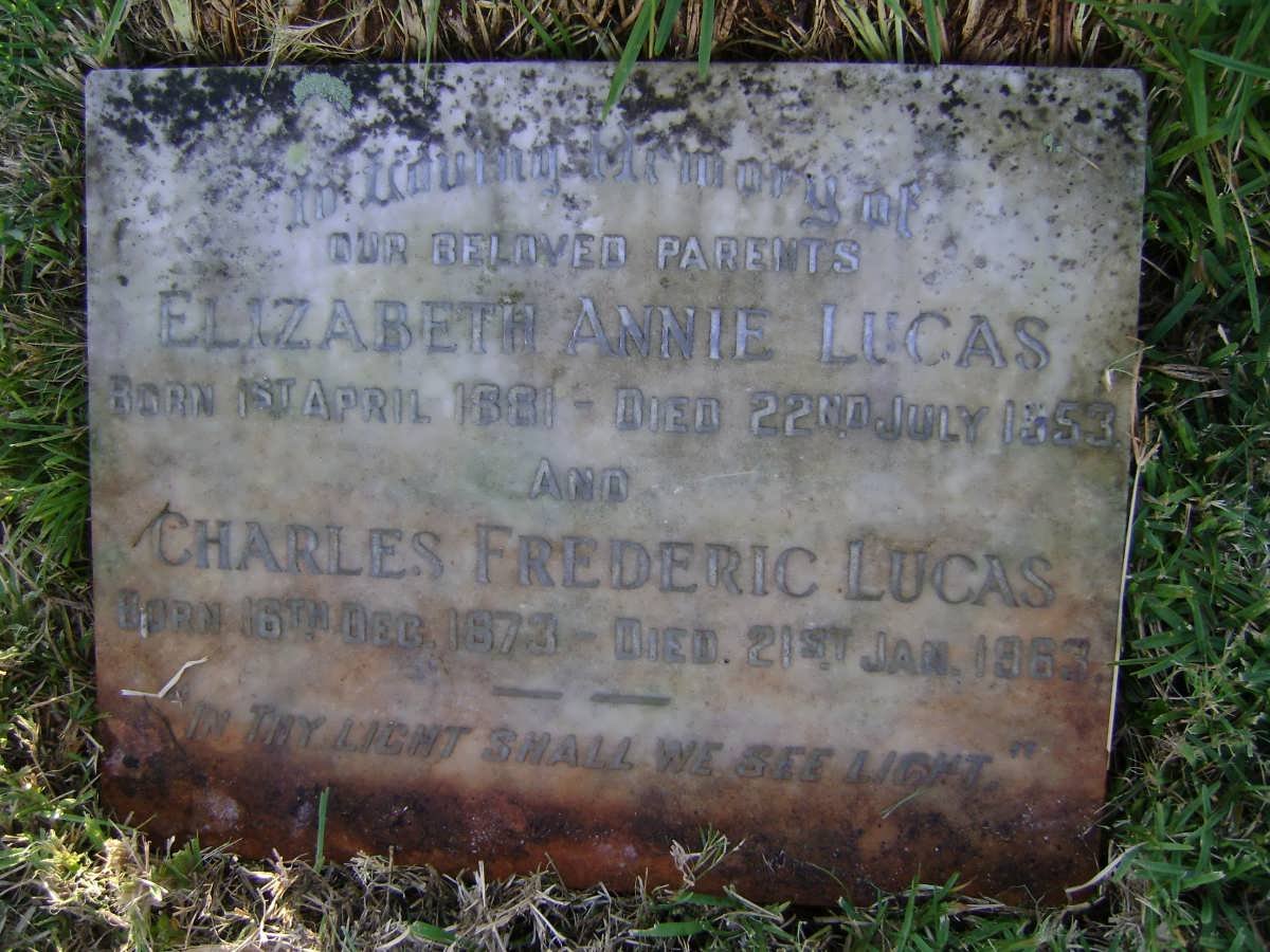 LUCAS Charles Frederic 1873-1963 &amp; Elizabeth Annie 1881-1953