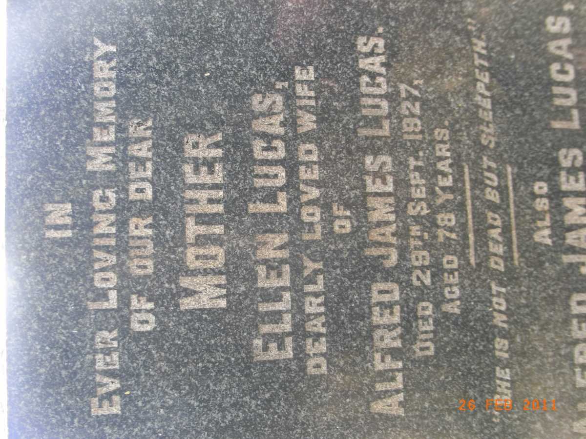 LUCAS Alfred James -1937 &amp; Ellen -1927 :: LOVE Horace -1958