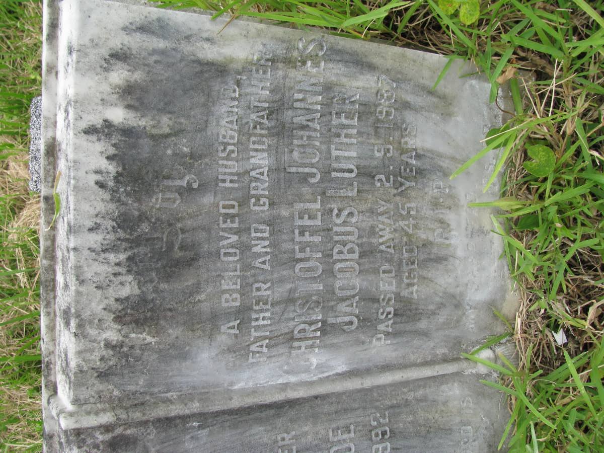 LUTHER Christoffel Johannes Jacobus -1967 &amp; Jeanetha La Mude -1992