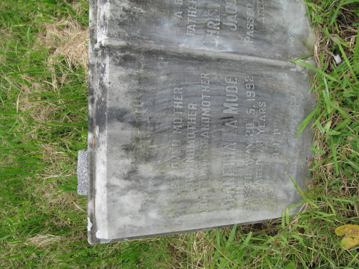 LUTHER Christoffel Johannes Jacobus -1967 &amp; Jeanetha La Mude -1992