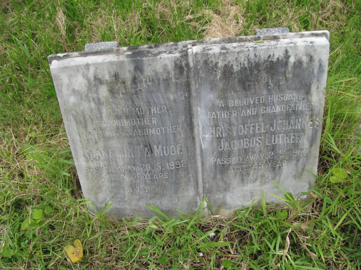 LUTHER Christoffel Johannes Jacobus -1967 &amp; Jeanetha La Mude -1992