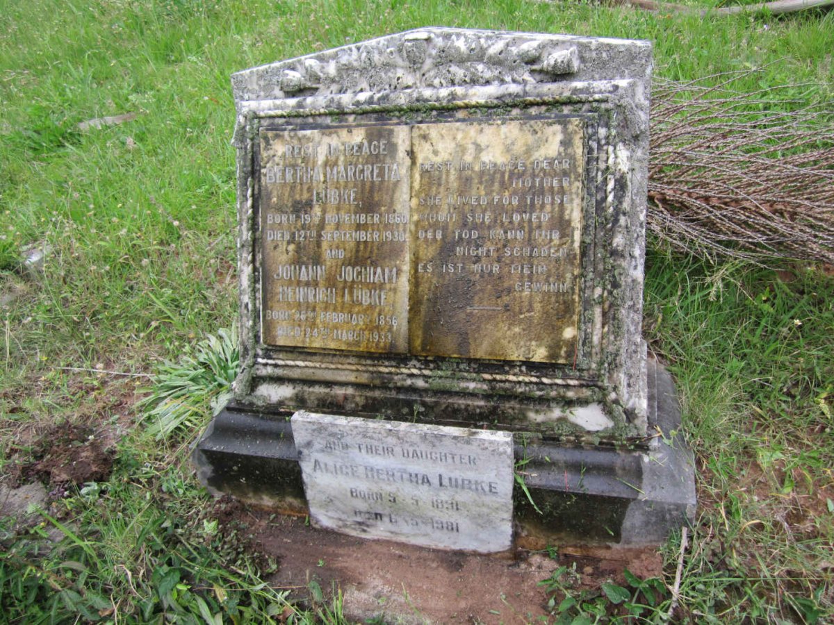 LUBKE Johann Jochiam Heinrich 1856-1933 &amp; Bertha Margreta 1860-1930 :: LUBKE Alice Bertha 1891-1981