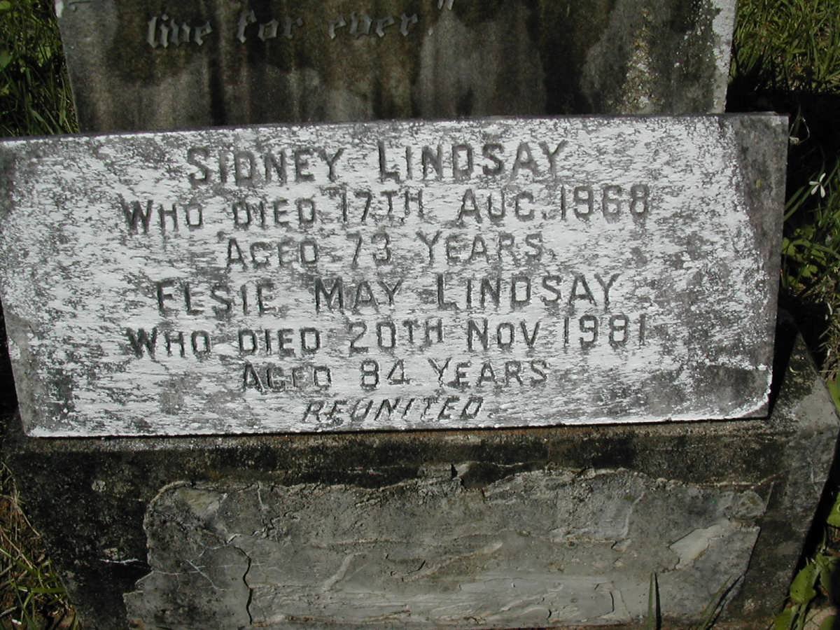 LINDSAY Sidney -1968 &amp; Elsie May -1981