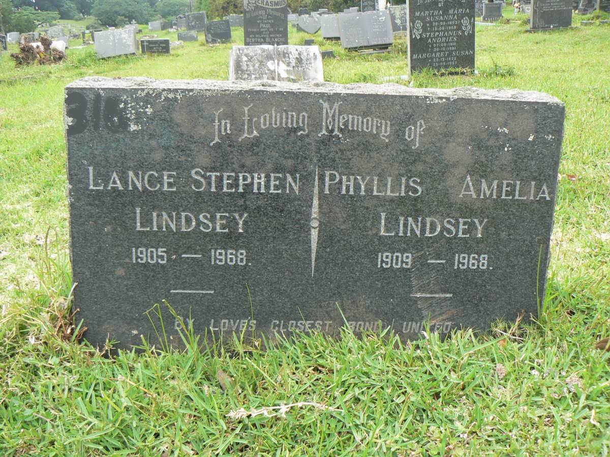 LINDSEY Lance Stephen 1905-1968 &amp; Phyllis Amelia 1909-1968