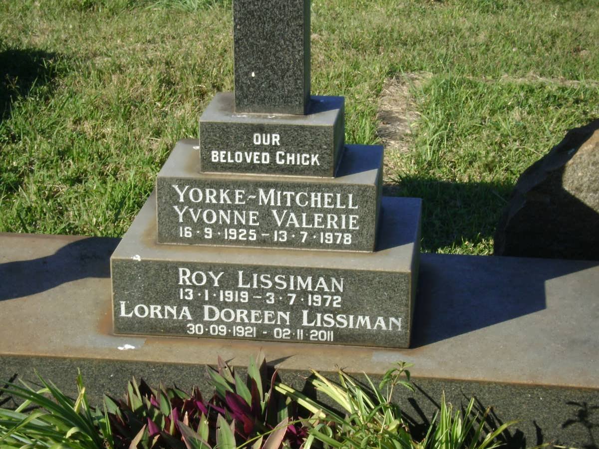 LISSIMAN 1919-1972 &amp; Lorna Doreen 1921-2011 :: YORKE-MITCHELL Yvonne Valerie 1925-1978