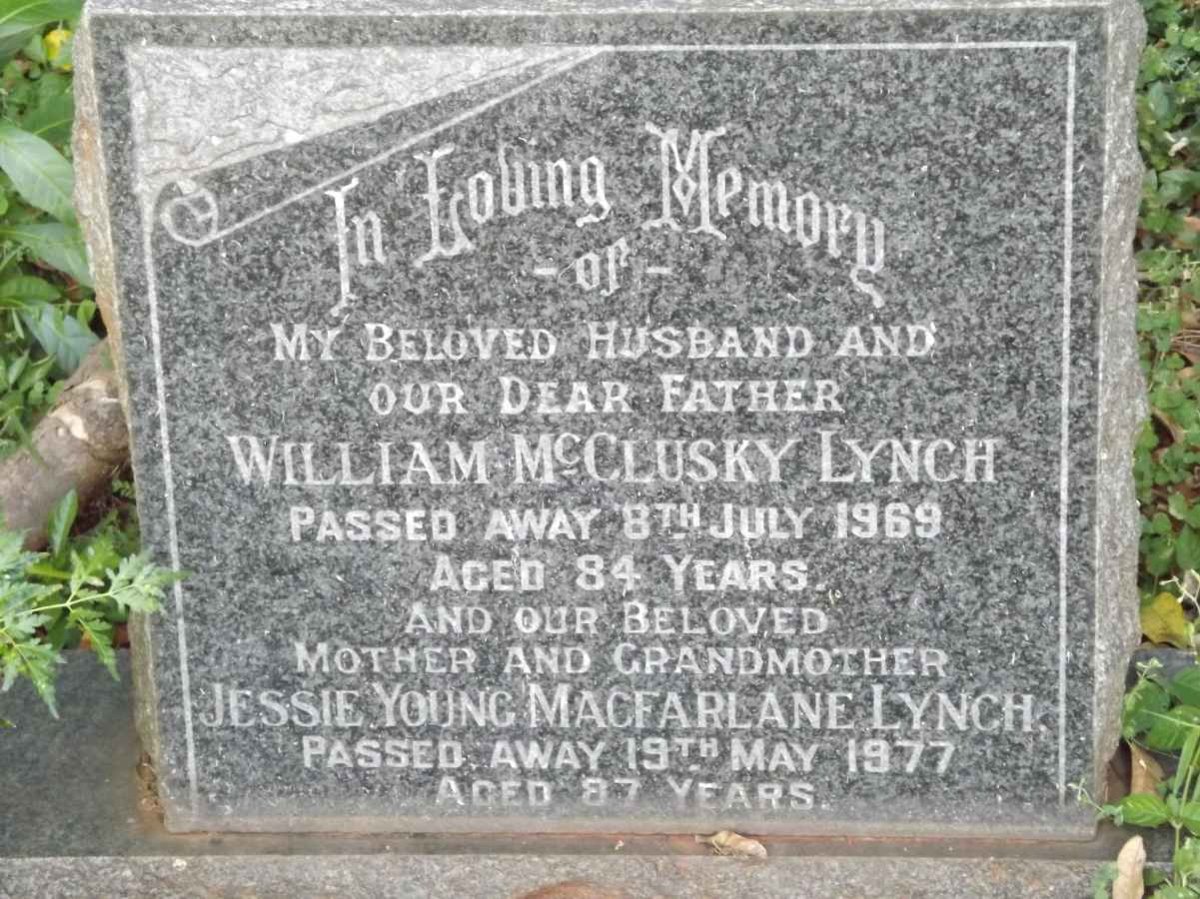 LYNCH William McClusky -1969 &amp; Jessie Young Macfarlane -1977