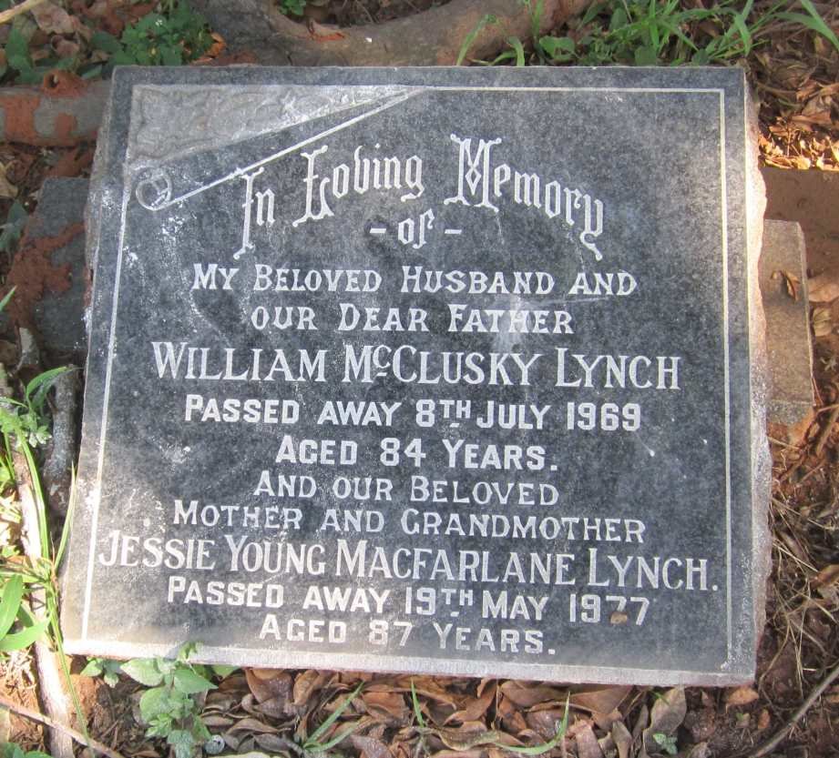 LYNCH William McClusky -1969 &amp; Jessie Young MacFarlane -1977