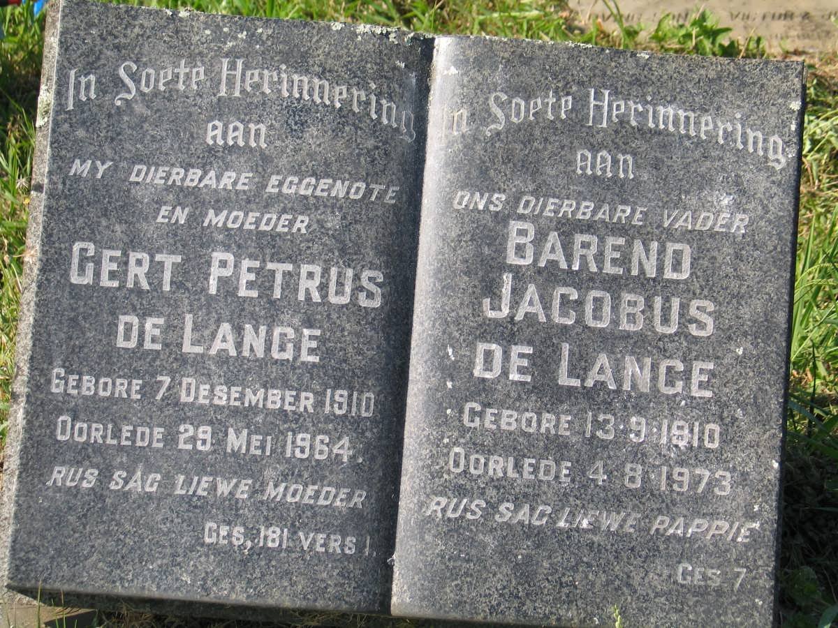 LANGE Barend Jacobus, de 1910-1973 &amp; Gert Petrus 1910-1964