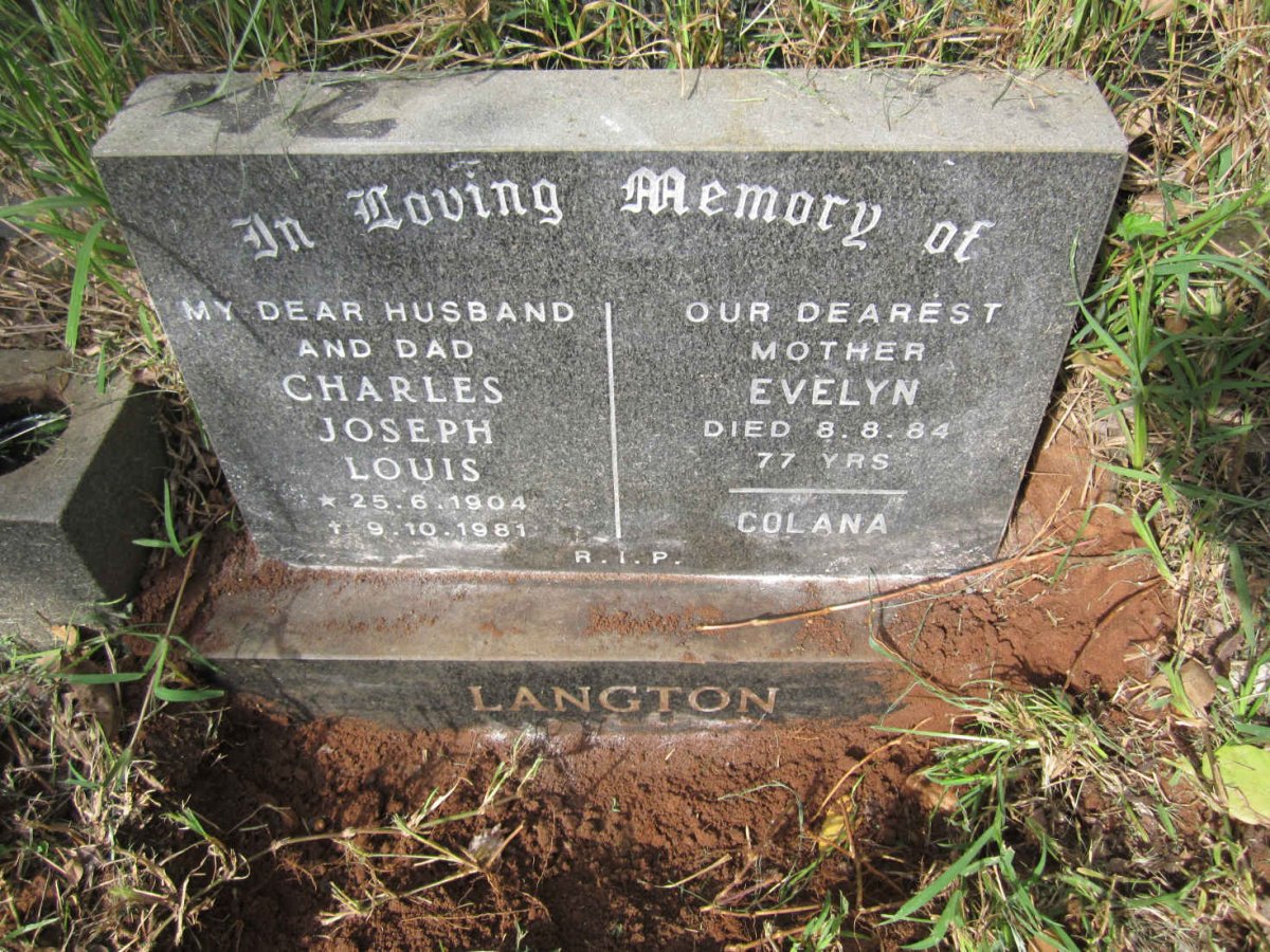 LANGTON Charles Joseph Louis 1904-1981 &amp; Evelyn -1884 :: LANGTON Colana Nadia -1985