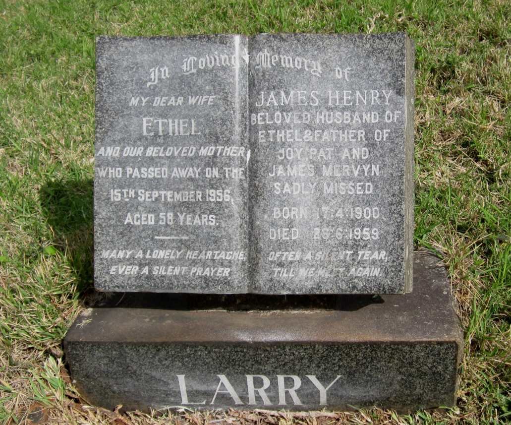 LARRY James Henry 1900-1959 &amp; Ethel -1956