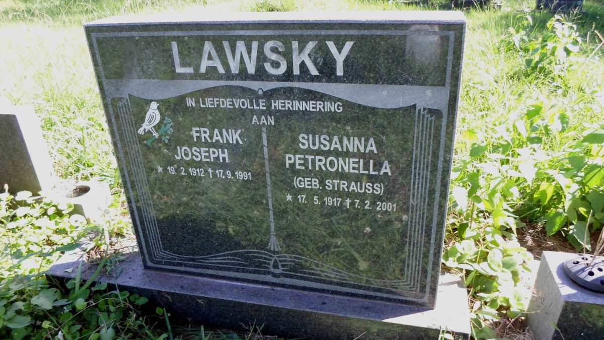 LAWSKY Frank Joseph 1912-1991 &amp; Susanna Petronella STRAUSS 1917-2001