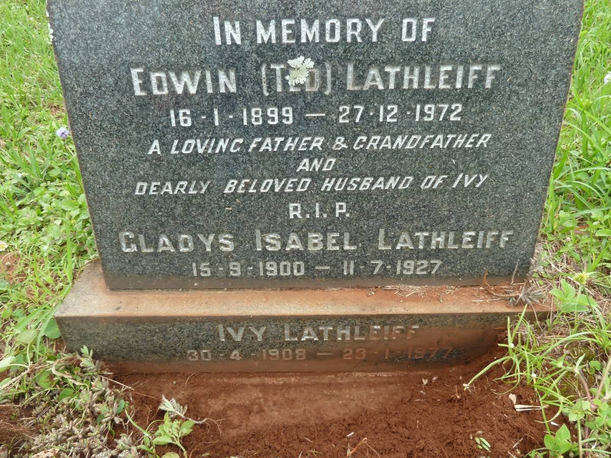 LATHLEIFF Edwin 1899-1972 &amp; Ivy 1908-1977 :: LATHLEIFF Gladys Isabel 1900-1927