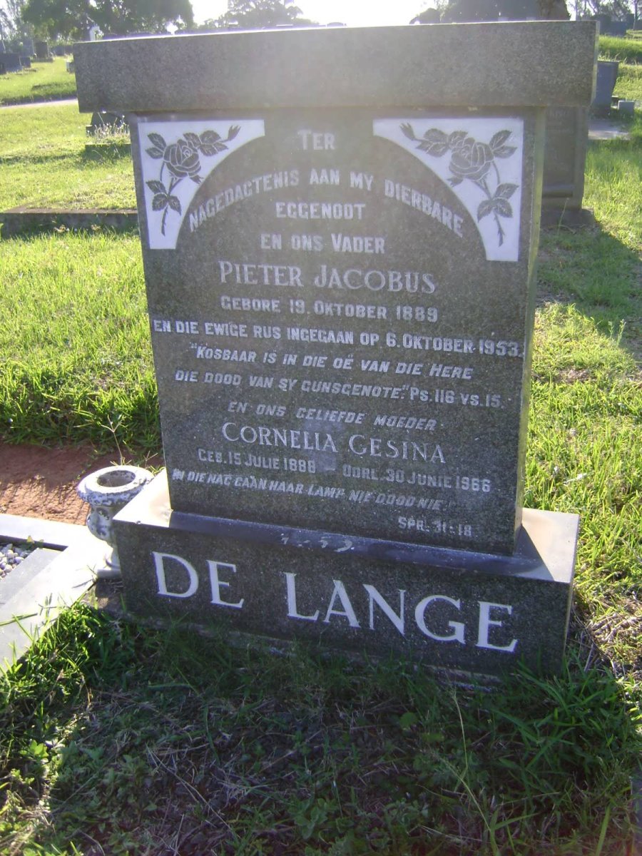 LANGE Pieter Jacobus, de 1889-1953 &amp; Cornelia Gesina 1888-1966