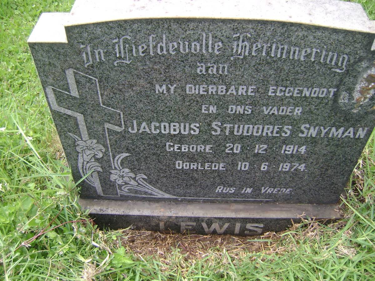 LEWIS Jacobus Studores Snyman 1914-1974