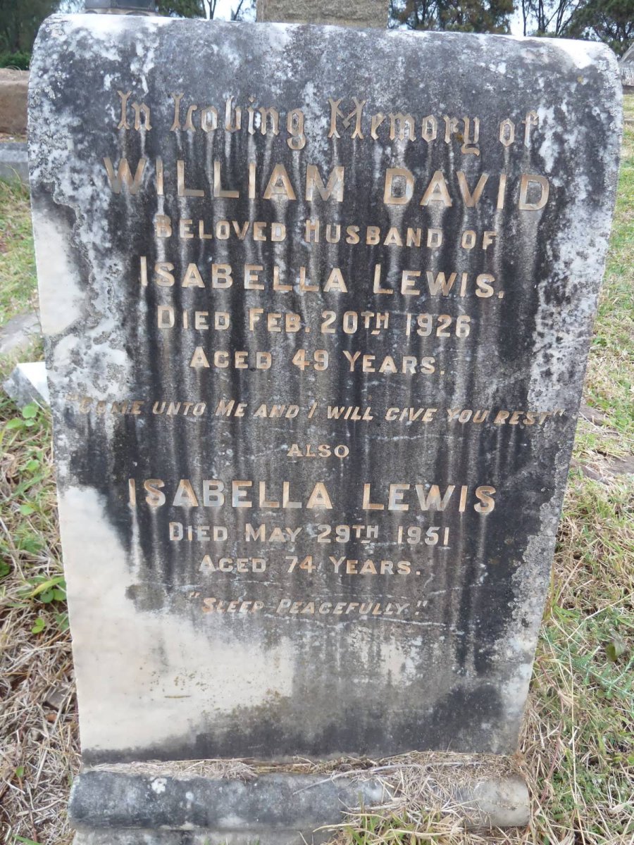 LEWIS William David -1926 &amp; Isabella -1951