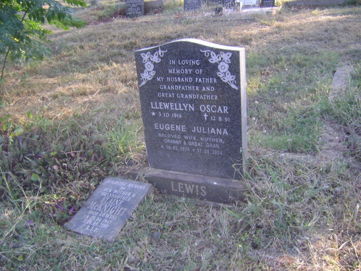 LEWIS Llewellyn Oscar 1919-1991 &amp; Eugene Juliana 1924-2004 :: McKNIGHT Elaine nee LEWIS 1947-2009