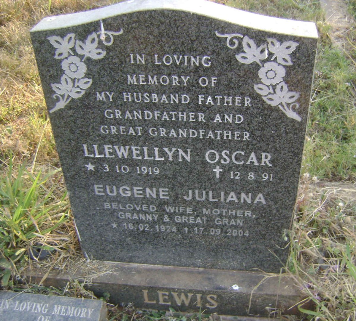 LEWIS Llewellyn Oscar 1919-1991 &amp; Eugene Juliana 1924-2004 :: McKNIGHT Elaine nee LEWIS 1947-2009