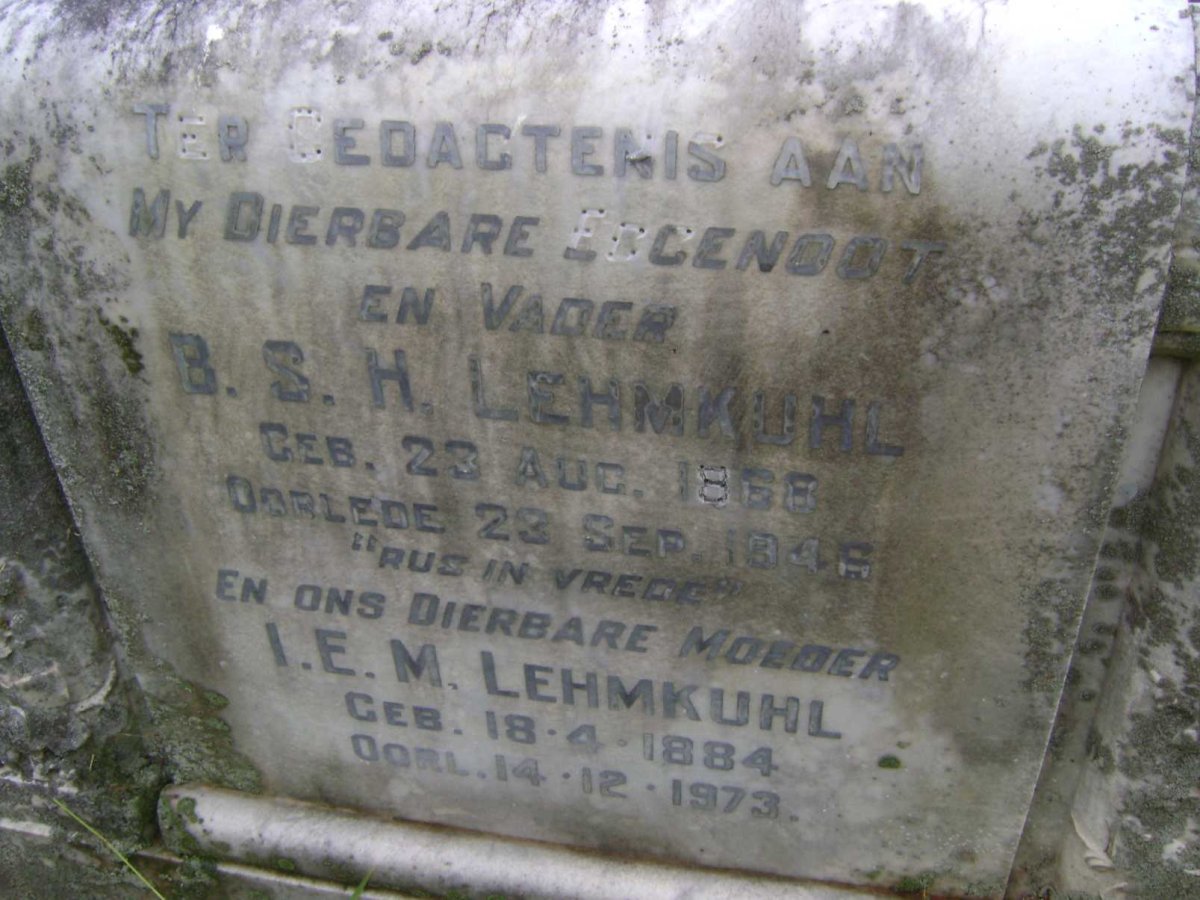 LEHMKUHL B.S.H. 1868-1946 &amp; I.E.M. 1884-1973