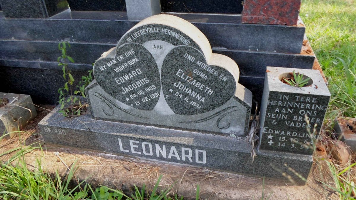 LEONARD Edward Jacobus 1933-1991 &amp; Elizabeth Johanna 1941- :: LEONARD Edward 1964-1995
