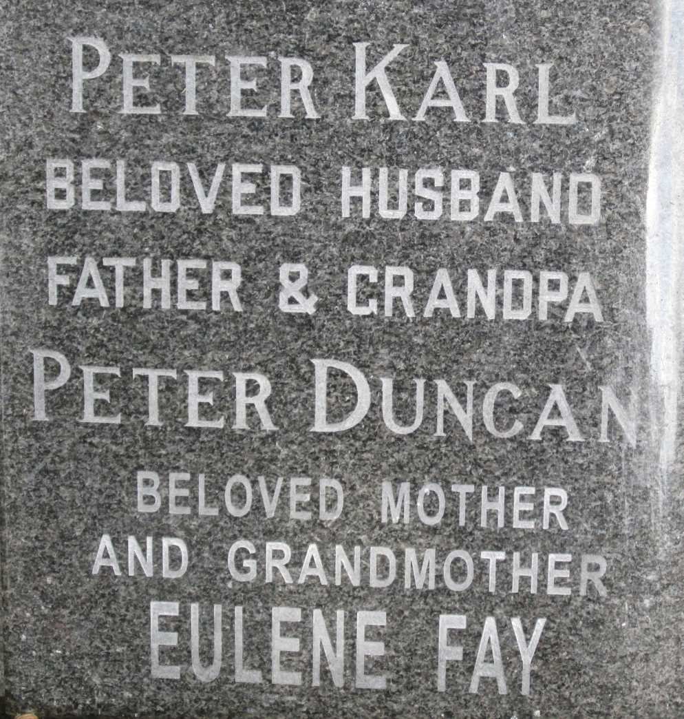 LESLIE Peter Duncan 1937-1978 &amp; Eulene Fay 1935-2006 :: LESLIE Peter Karl 1965-1965
