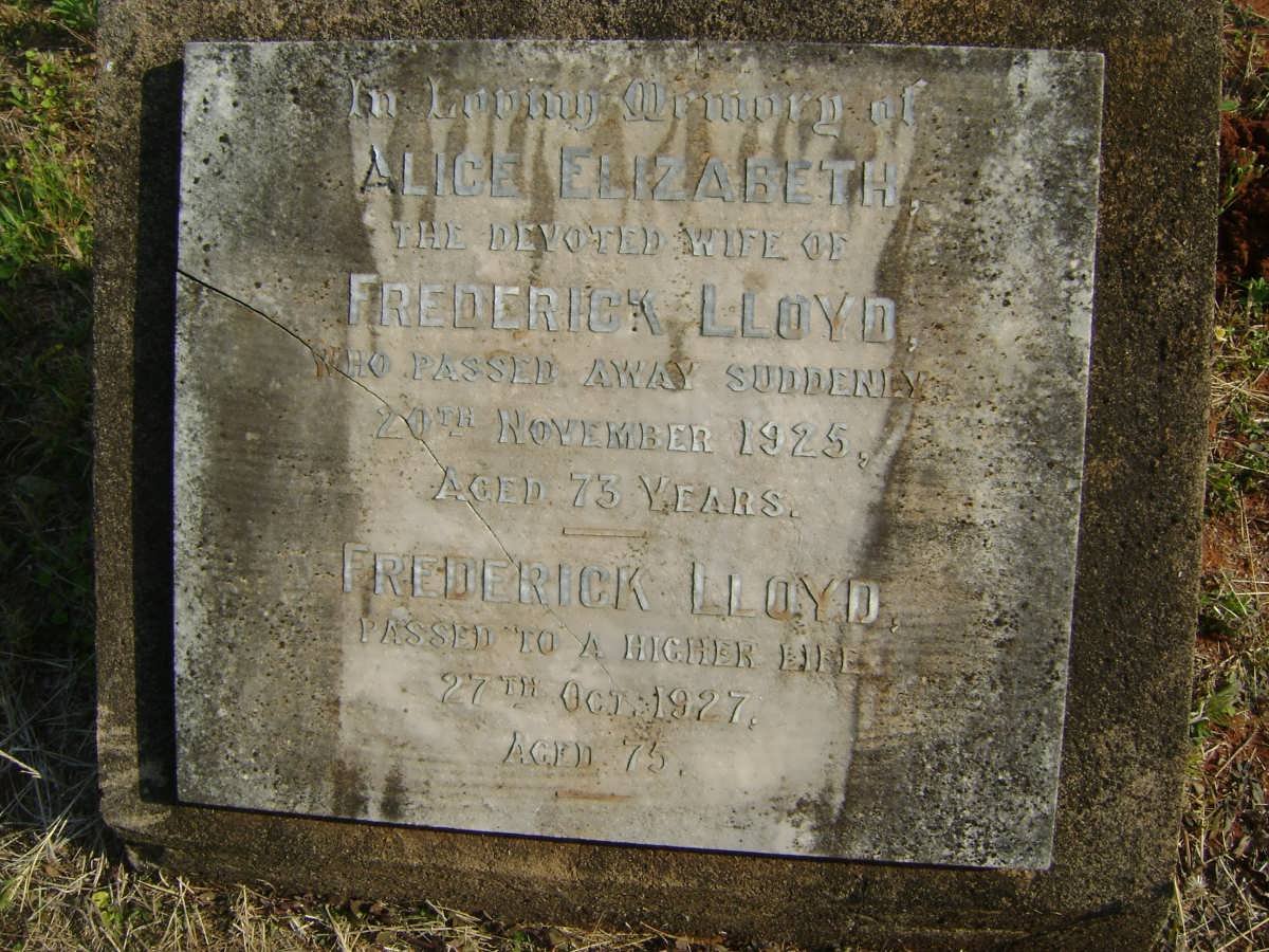 LLOYD Frederick -1927 &amp; Alice Elizabeth -1925