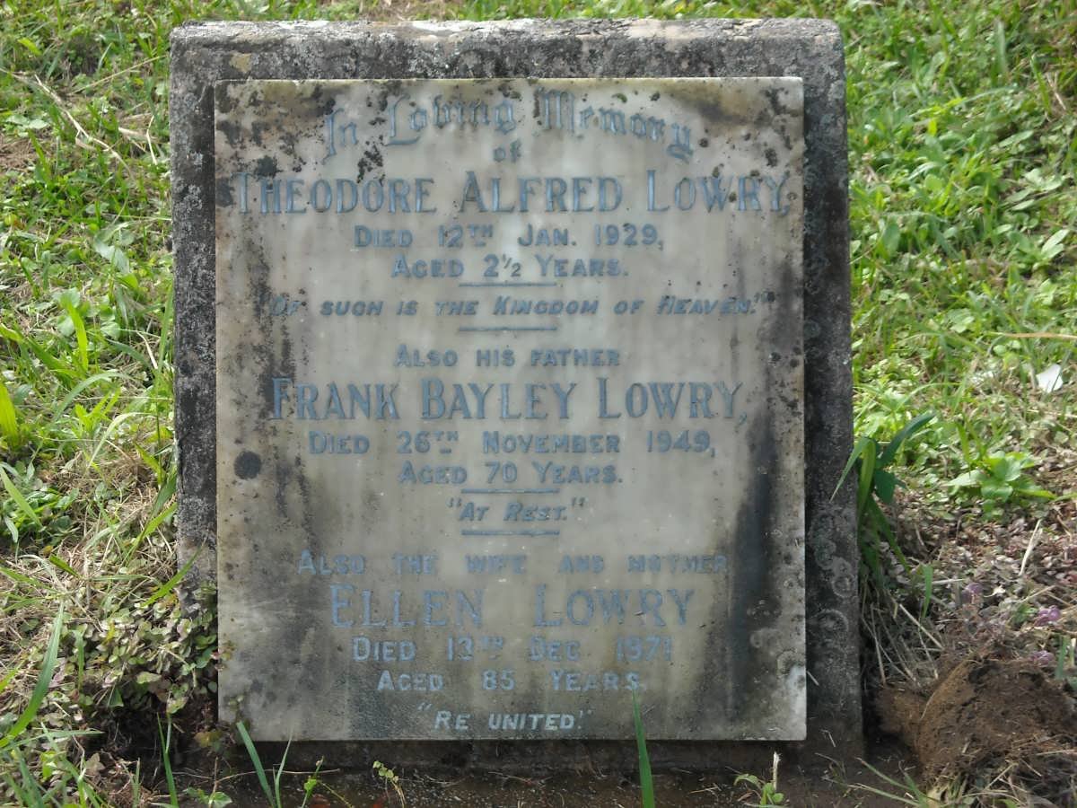 LOWRY Frank Bayley -1949 &amp; Ellen -1971 :: LOWRY Theodore Alfred -1929