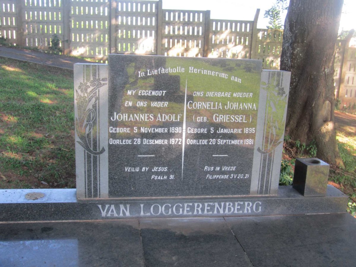 LOGGERENBERG Johannes Adolf, van 1890-1972 &amp; Cornelia Johanna GRIESSEL 1895-1981