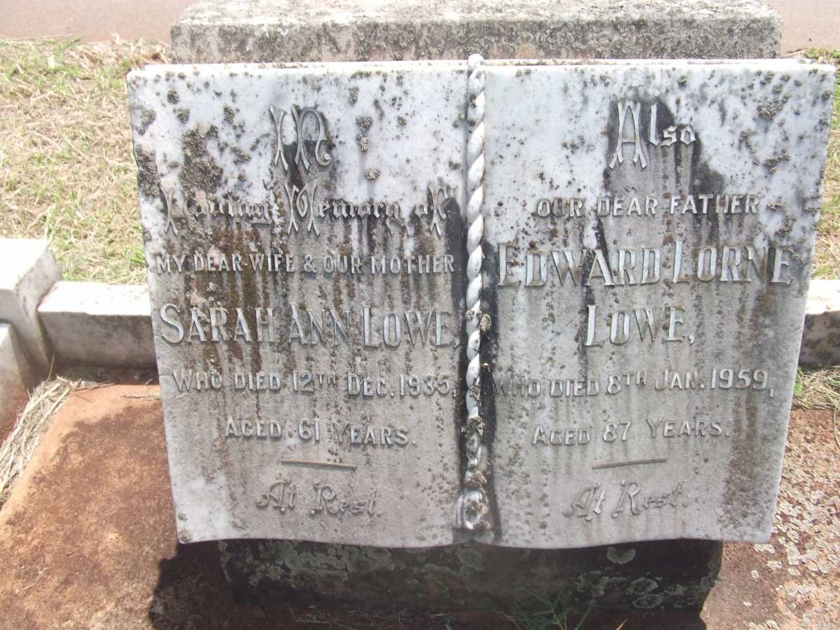 LOWE Edward Lorne -1959 &amp; Sarah Ann -1935