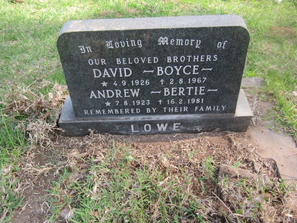 LOWE Andrew Bertie 1923-1981 :: LOWE David Boyce 1926-1967