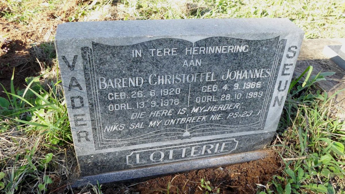 LOTTERIE Barend Christoffel Johannes 1920-1978 :: LOTTERIE Barend Christoffel Johannes 1966-1989