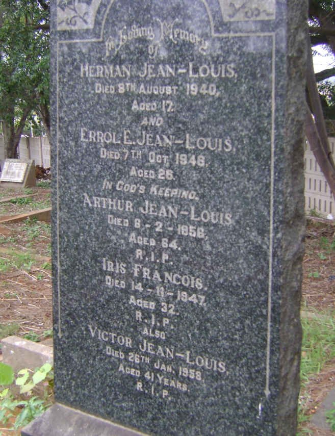 LOUIS Arthur,JEAN -1956 :: LOUIS Victor, JEAN -1958 :: FRANCOIS Iris -1947 :: LOUIS Errol E., JEAN -1948