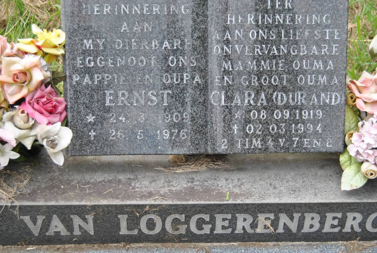LOGGERENBERG Ernst, van 1909-1976 &amp; Clara DURAND 1919-1994 :: SCHOEMAN Faan 1902-1968