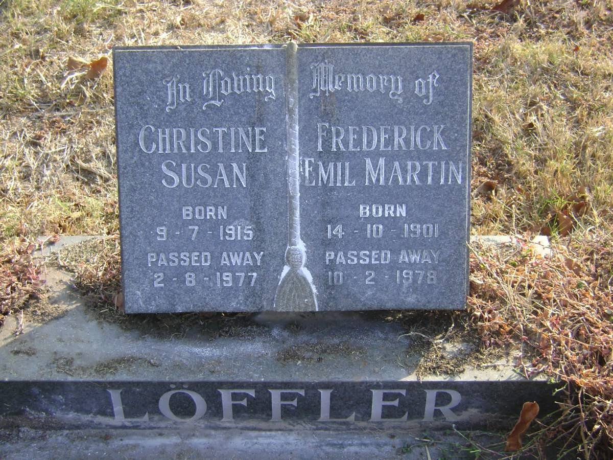 LÖFFLER Frederick Emil Martin 1901-1978 &amp; Christine Susan 1915-1977