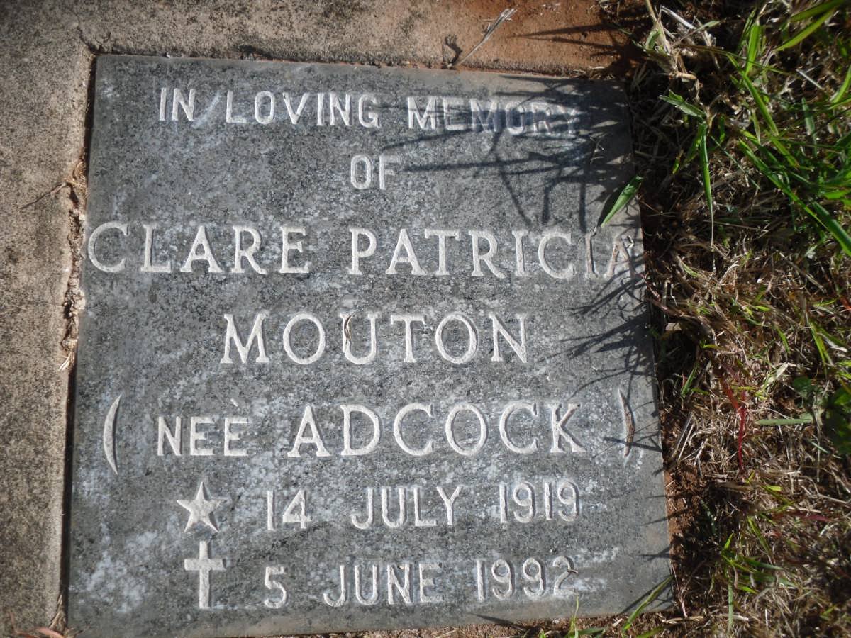 MOUTON Clare Patricia nee ADCOCK 1919-1992