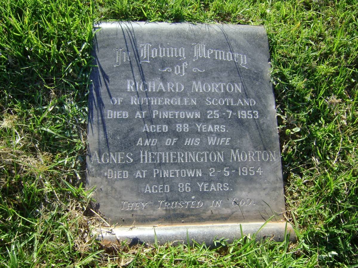 MORTON Richard -1953 &amp; Agnes Hetherington -1954