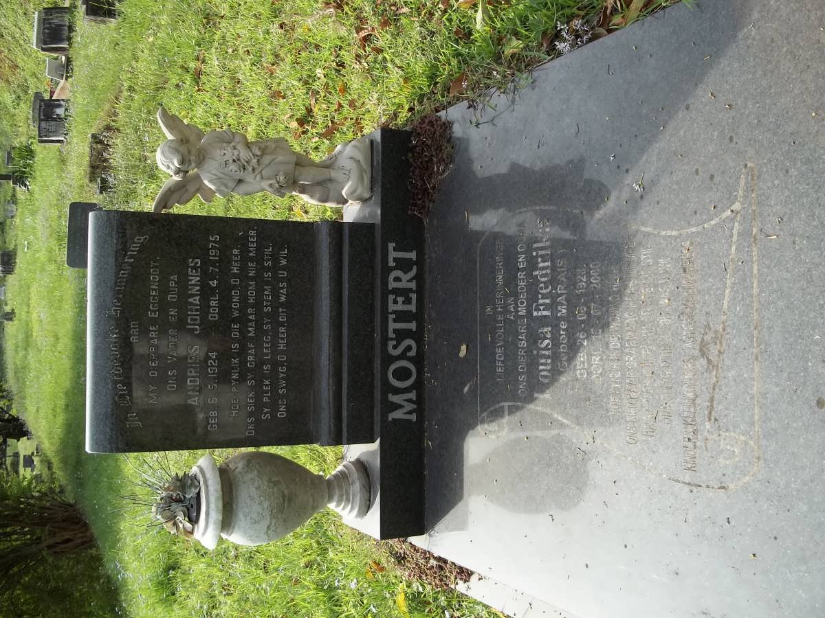 MOSTERT Andries Johannes 1924-1975 &amp; Louisa Fredrika MARAIS 1923-2000