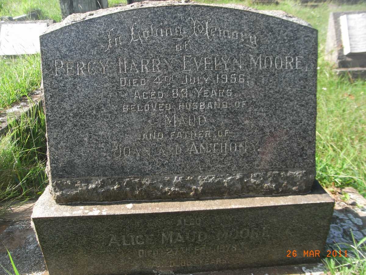 MOORE Percy Harry Evelyn -1956 &amp; Alice Maud -1979