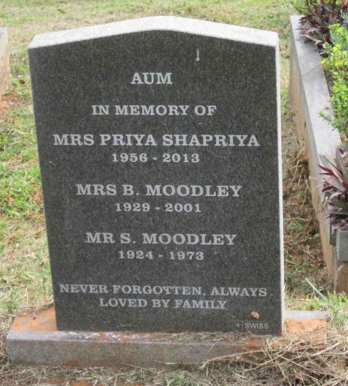 MOODLEY S. 1924-1973 :: MOODLEY S. 1929-2001 :: SHAPRIYA Priya 1956-2013