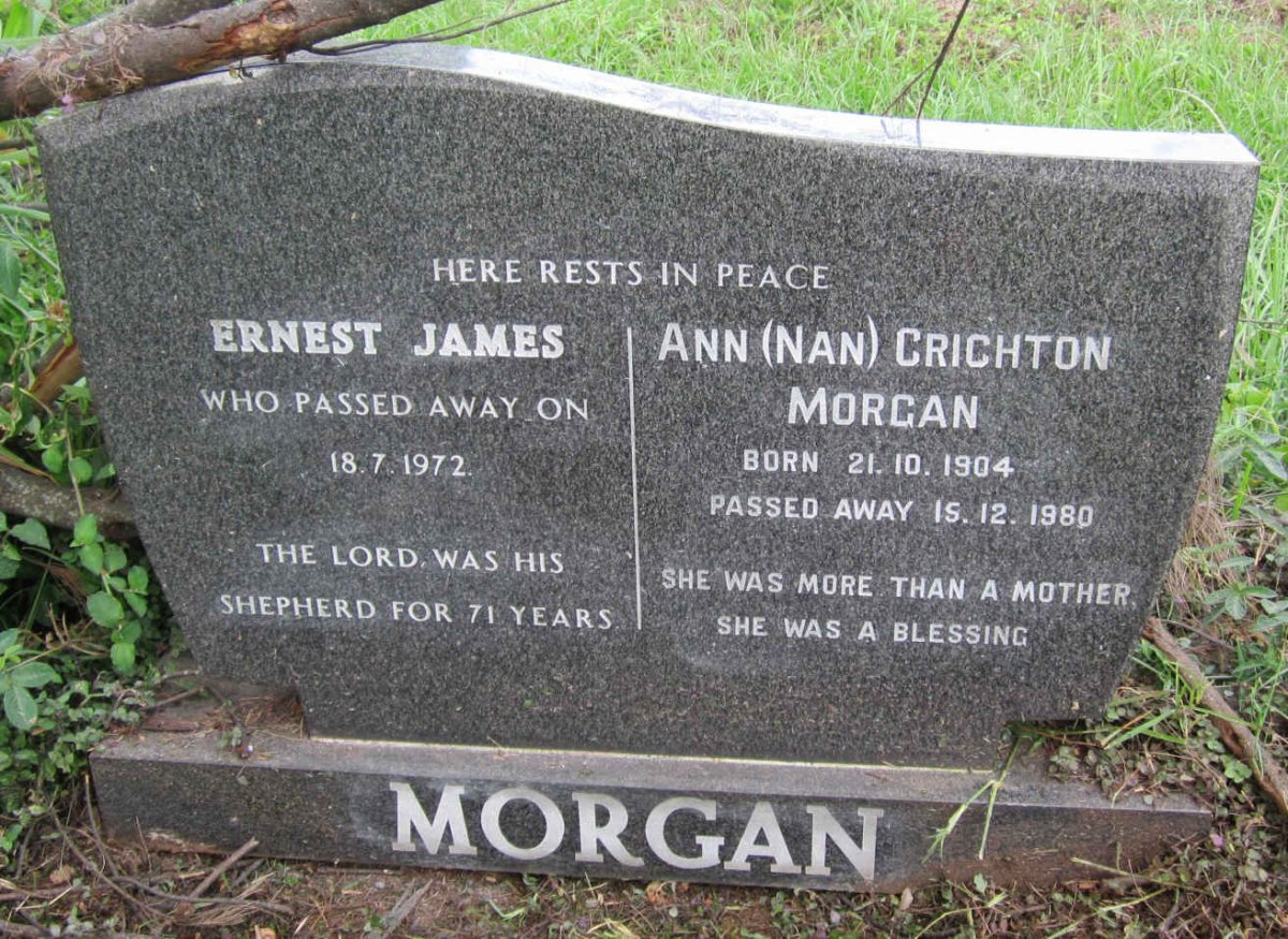 MORGAN Ernest James -1972 &amp; Ann Chrichton 1904-1980