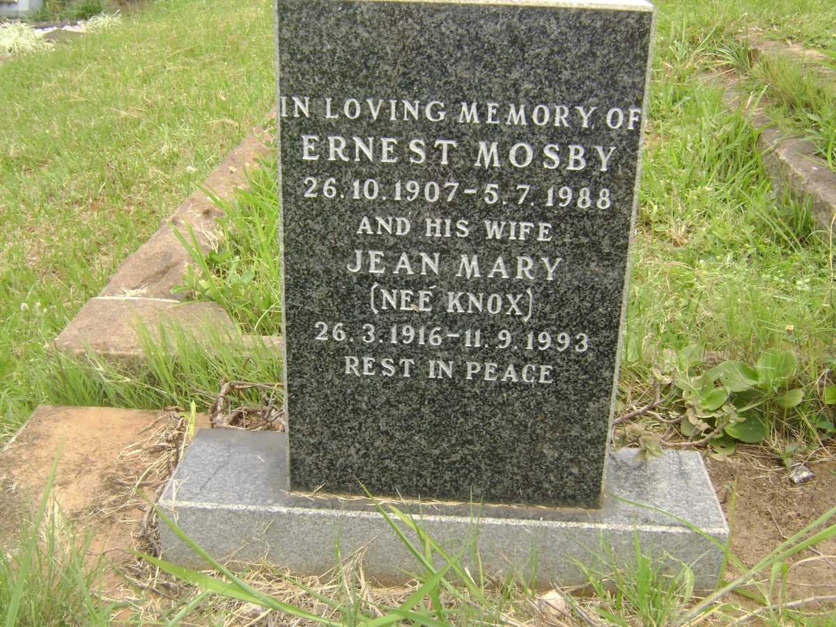 MOSBY Ernest 1907-1988 &amp; Jean Mary KNOX 1916-1993
