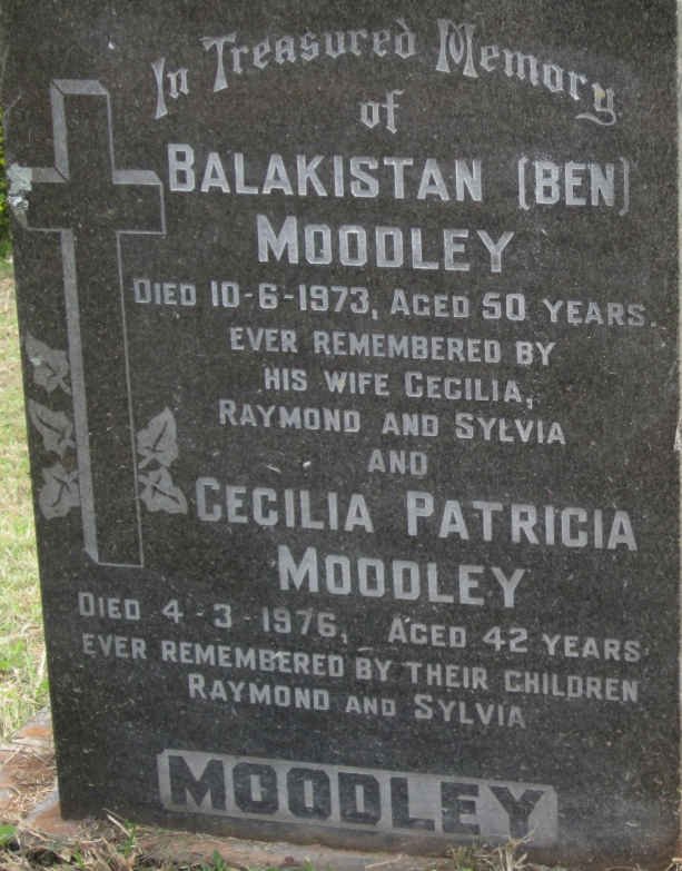 MOODLEY Balakistan -1973 &amp; Cecilia Patricia -1976