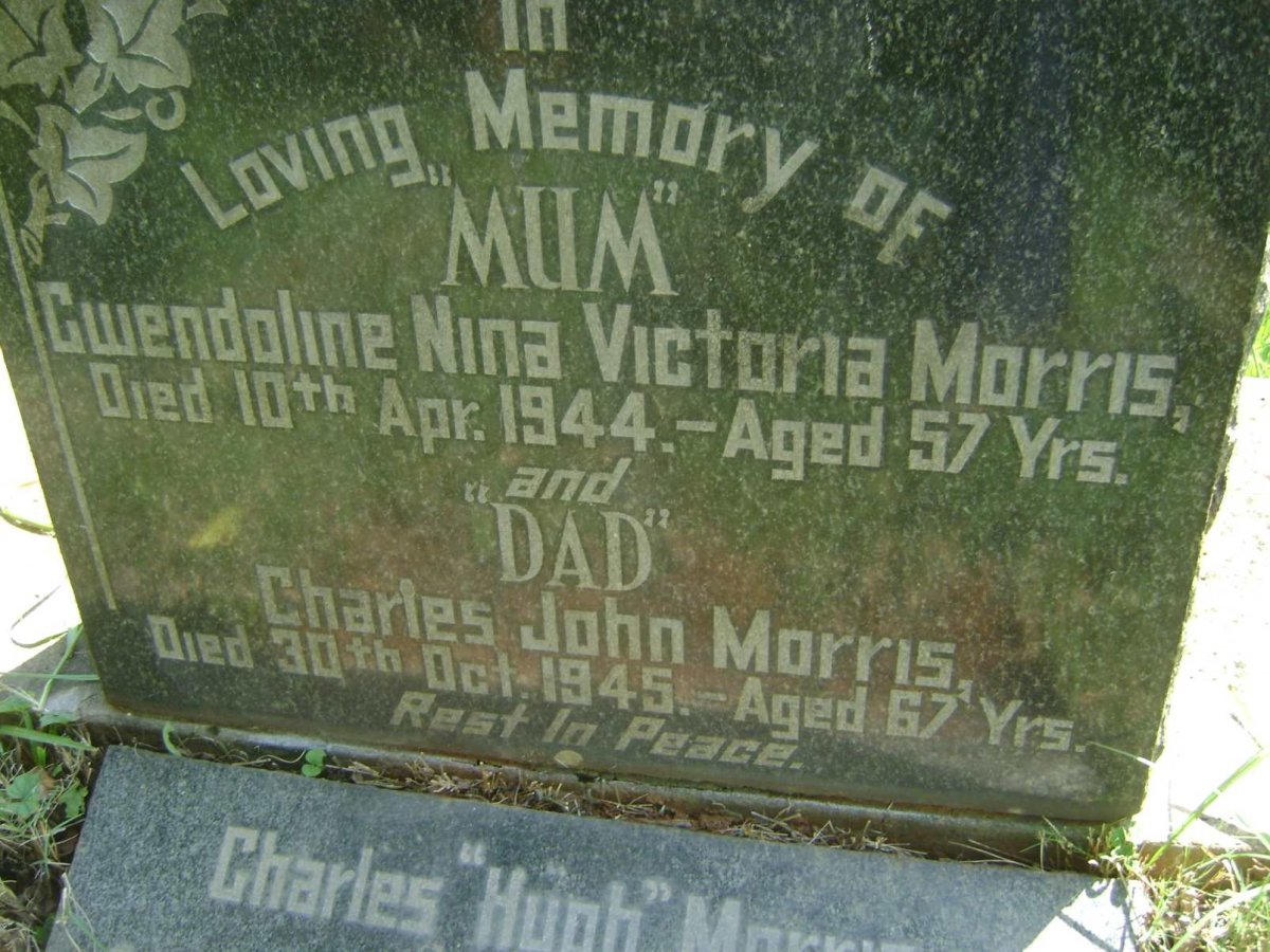 MORRIS Charles John -1945 &amp; Gwendoline Nina Victoria -1944 :: MORRIS Charles -1992