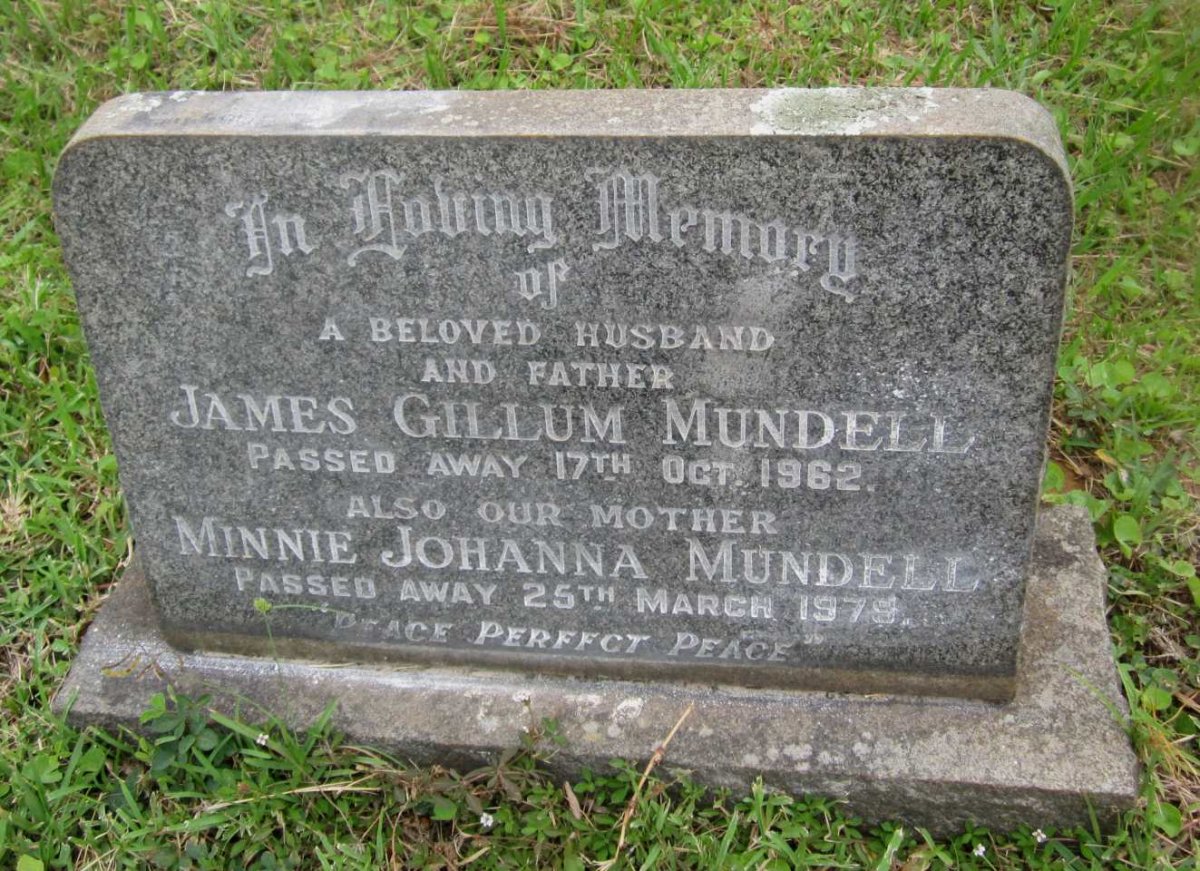 MUNDELL James Gillum -1962 &amp; Minnie Johanna -1979
