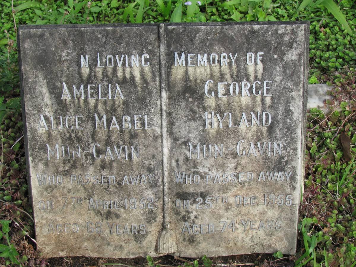 MUN-GAVIN George Hyland -1955 &amp; Alice Mabel -1952