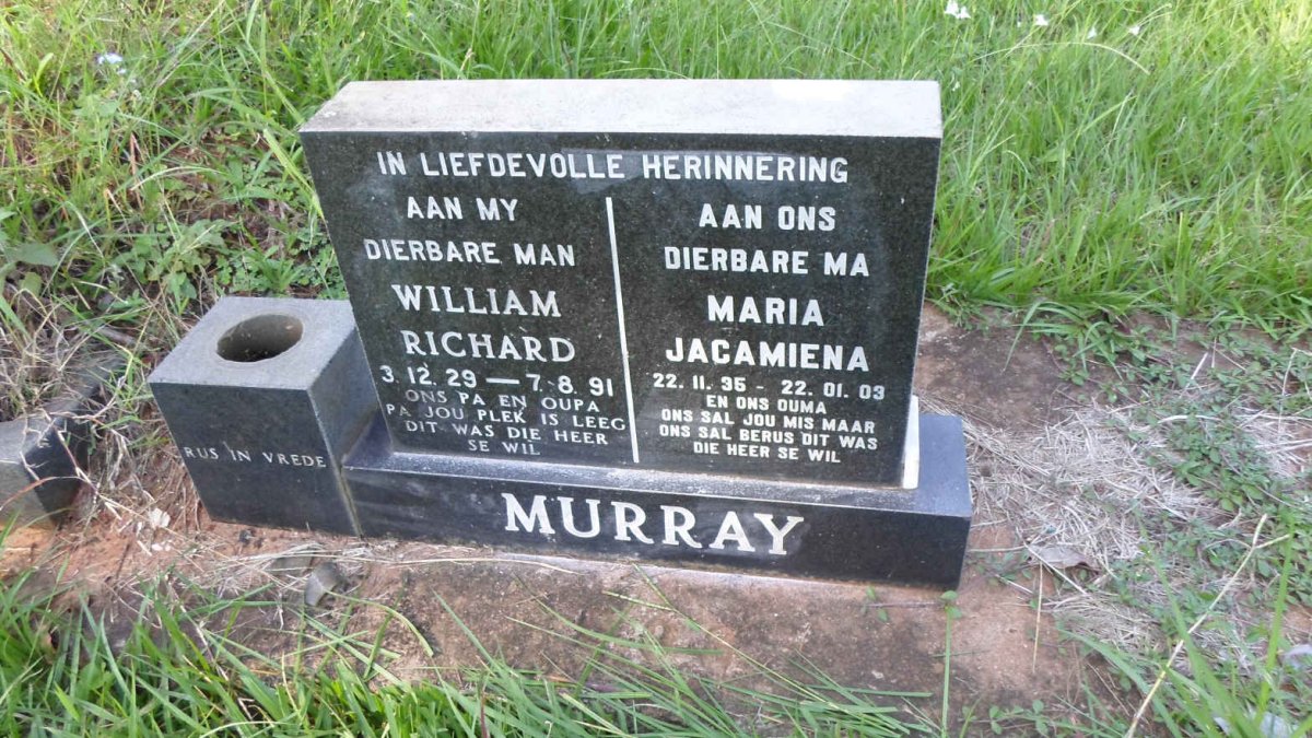 MURRAY William Richard 1929-1991 &amp; Maria Jacamiena 1935-2003