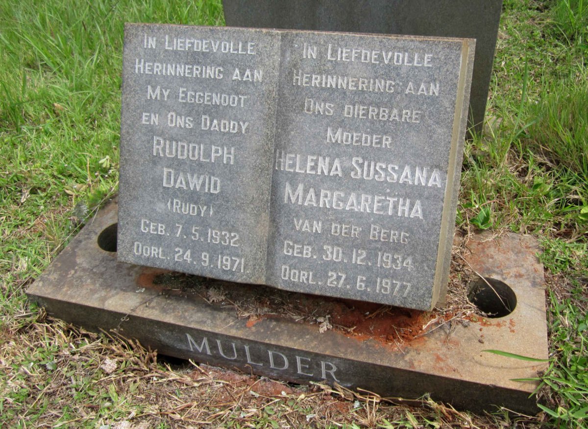 MULDER Rudolph Dawid 1932-1971 &amp; Helena Sussana Margaretha VAN DEN BERG 1934-1977