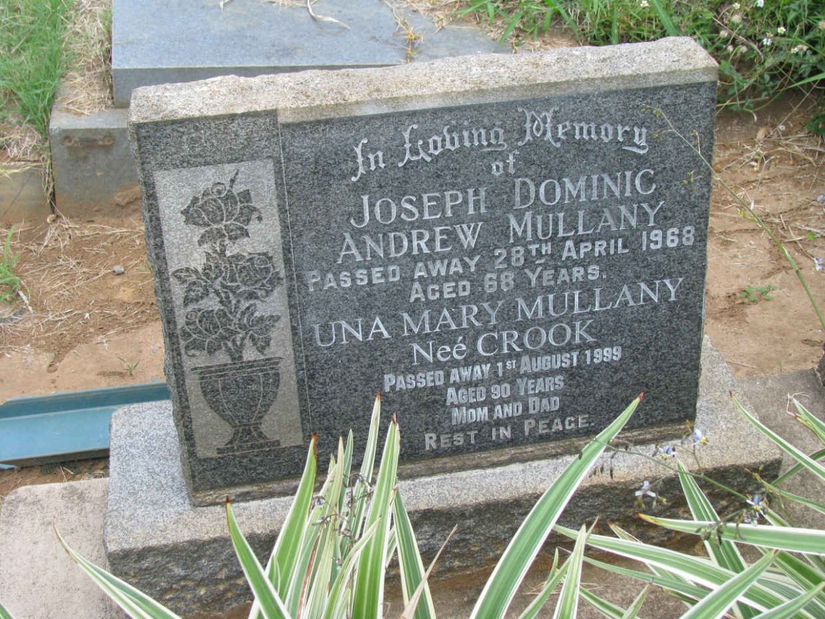 MULLANY Joseph Dominic Andrew -1968 &amp; Una Mary CROOK -1999