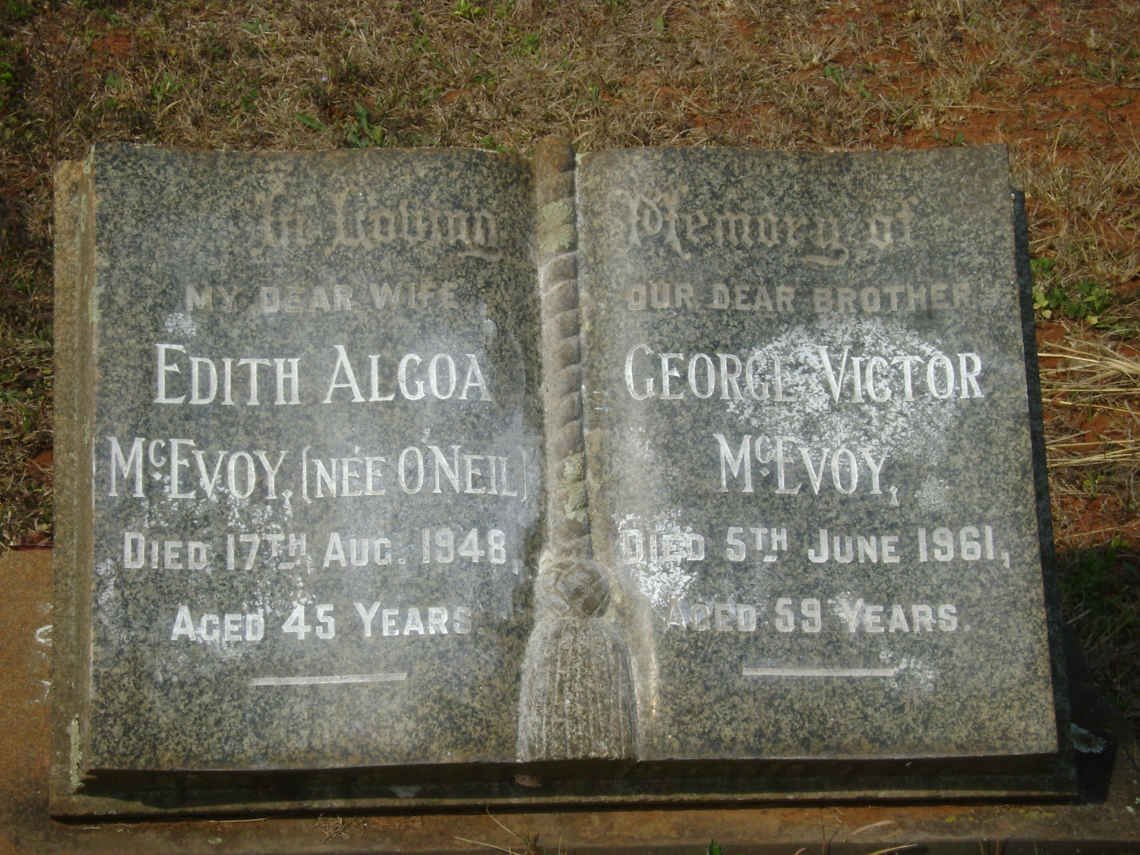 MCEVOY George Victor -1961 &amp; Edith Algoa O'NEIL -1948