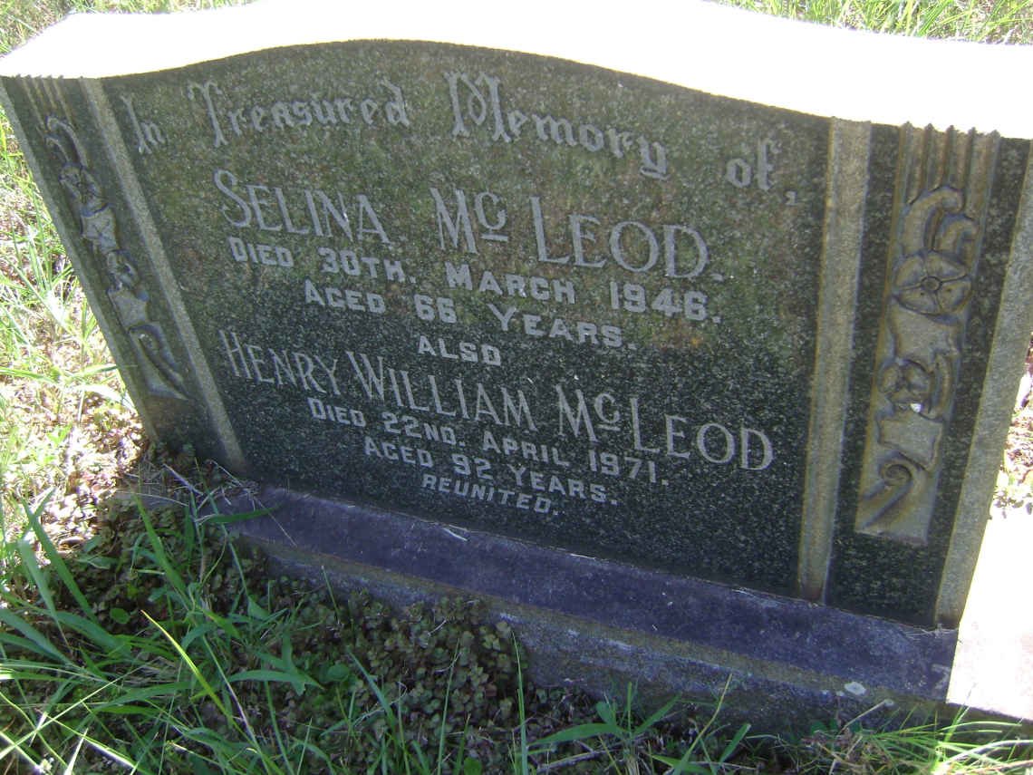 McLEOD Henry William -1971 &amp; Selina -1946